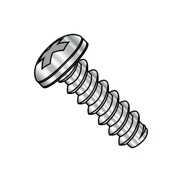 Self-Drilling Screw, 1/4"-14 x 5/8 in, Plain 18-8 Stainless Steel Pan Head Phillips Drive, 1500 PK