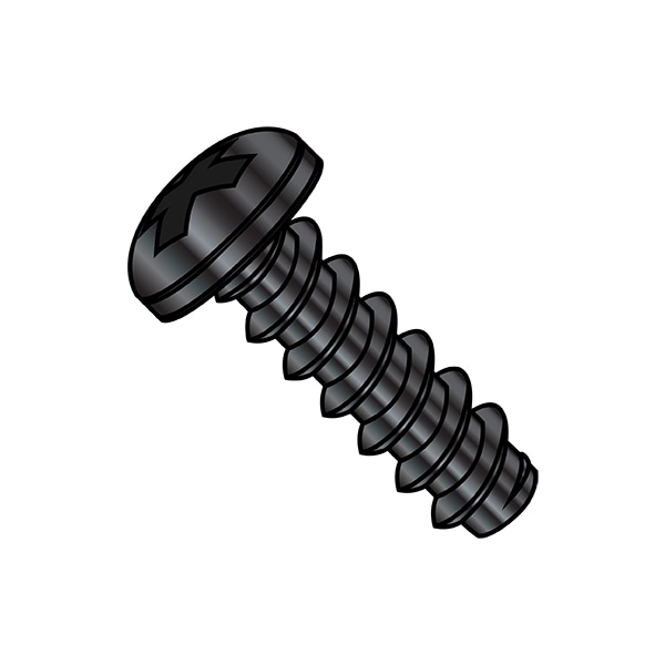 Self-Drilling Screw, 1/4"-14 x 3/4 in, Black Oxide Steel Pan Head Phillips Drive, 3000 PK