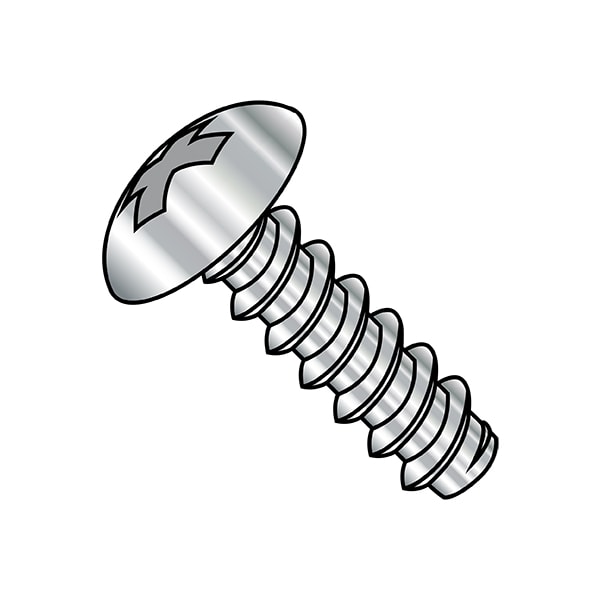 Self-Drilling Screw, #8-18 x 3/8 in, Plain 18-8 Stainless Steel Truss Head Phillips Drive, 5000 PK