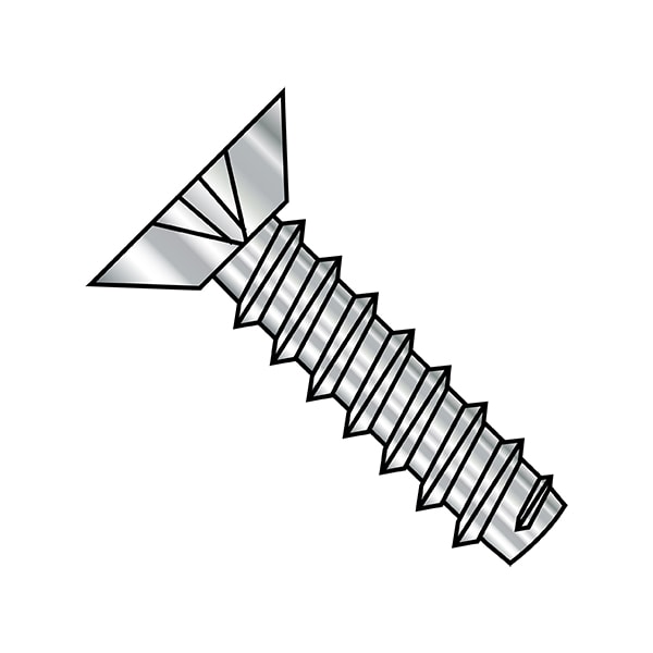 Self-Drilling Screw, #4-24 x 3/16 in, Plain 18-8 Stainless Steel Flat Head Phillips Drive, 5000 PK