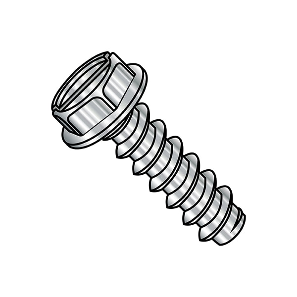 Self-Drilling Screw, 1/4"-14 x 3/8 in, Plain 18-8 Stainless Steel Flange Hex Head 1000 PK