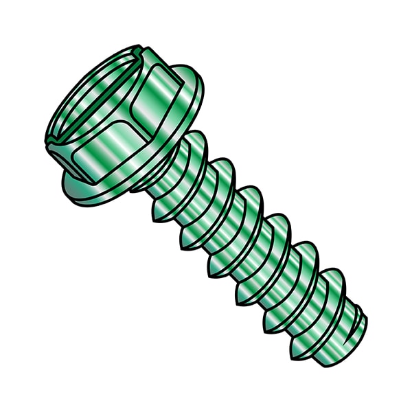 Self-Drilling Screw, #8-18 x 3/8 in, Zinc Plated Steel Flange Hex Head External Hex Drive, 10000 PK