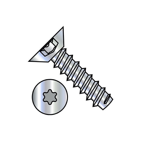 Self-Drilling Screw, #8-18 x 3/8 in, Zinc Plated Steel Flat Head Torx Drive, 10000 PK