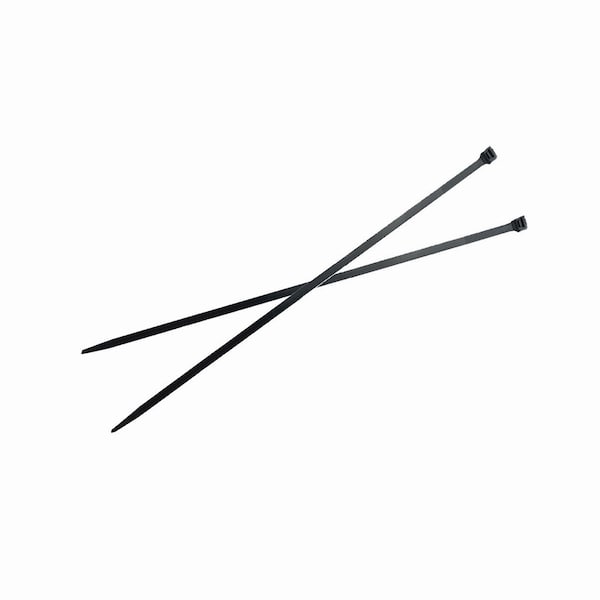 Cable Tie, 14-1/2 in L, 4 in Max Bundle Dia., Black, Nylon 6/6, 50 lb Strength