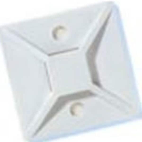 0.74" L, 0.74" W, natural Plastic Cable Tie Mounting Base, Tensile Strength: 11 lb.