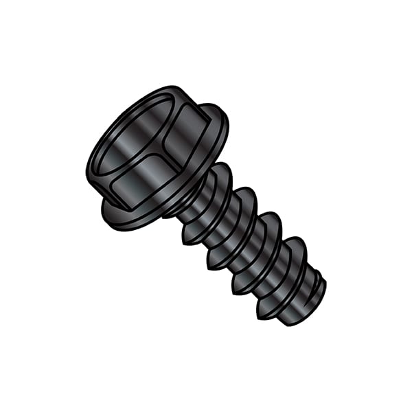Self-Drilling Screw, 1/4"-14 x 5/8 in, Black Oxide Steel Flange Hex Head External Hex Drive