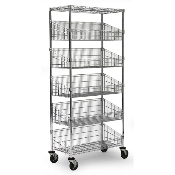 Basket Unit, w/Casters, 4 Baskets, 18x24x69