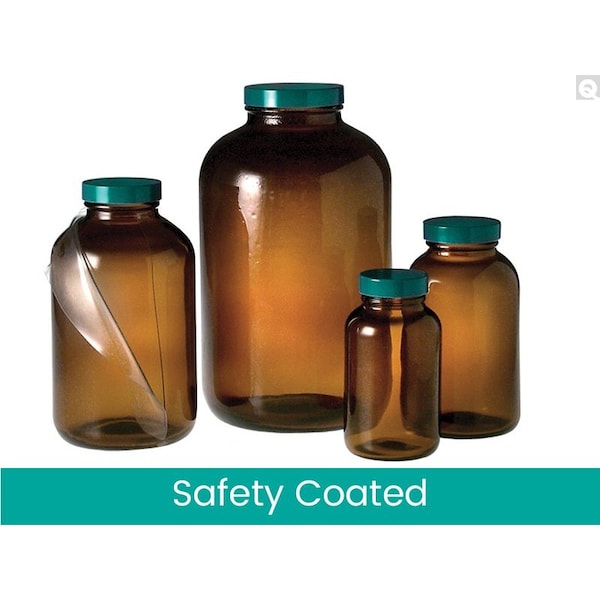 Safety Bos Round Bottles, 4 oz, Amber, PK24