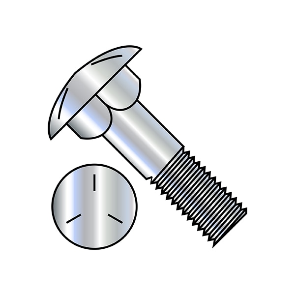 Carriage Bolt, Square Neck, Steel, Zinc Plated, 10 PK