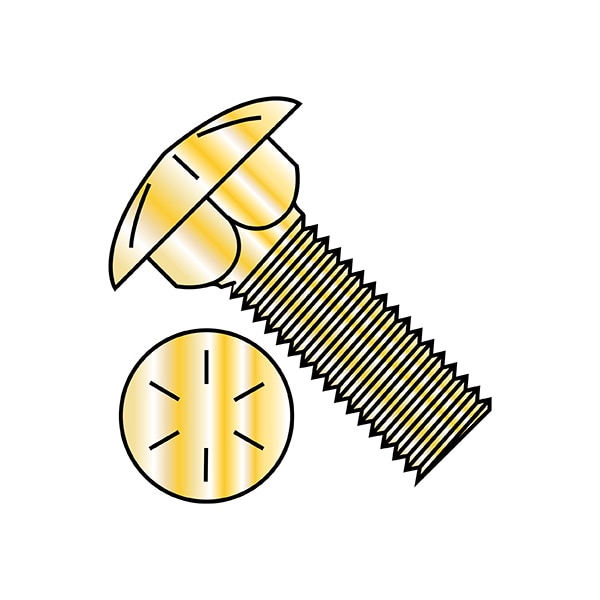 Carriage Bolt, Steel, Yellow Zinc Plated, 100 PK