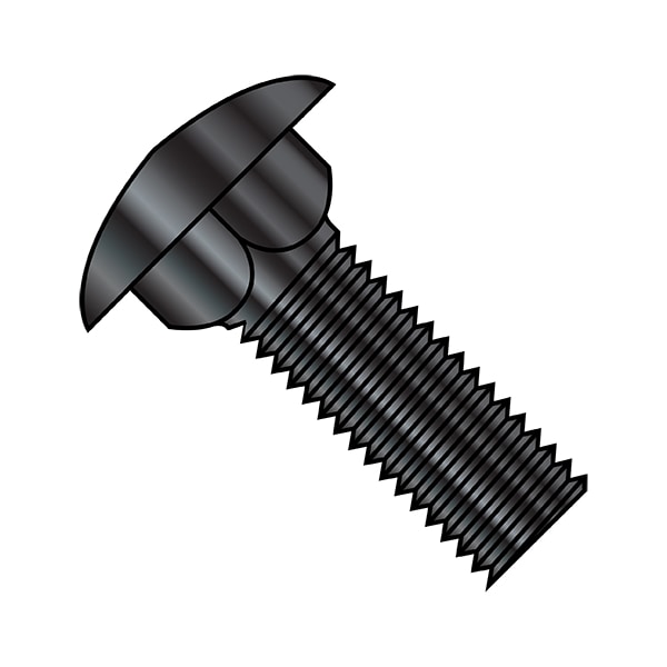 Carriage Bolt, Square Neck, Steel, Black Zinc Plated, 1000 PK