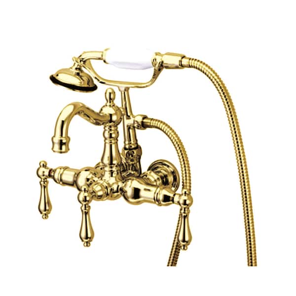 Wall-Mount Clawfoot Tub Faucet, Polished Brass, Tub Wall Mount
