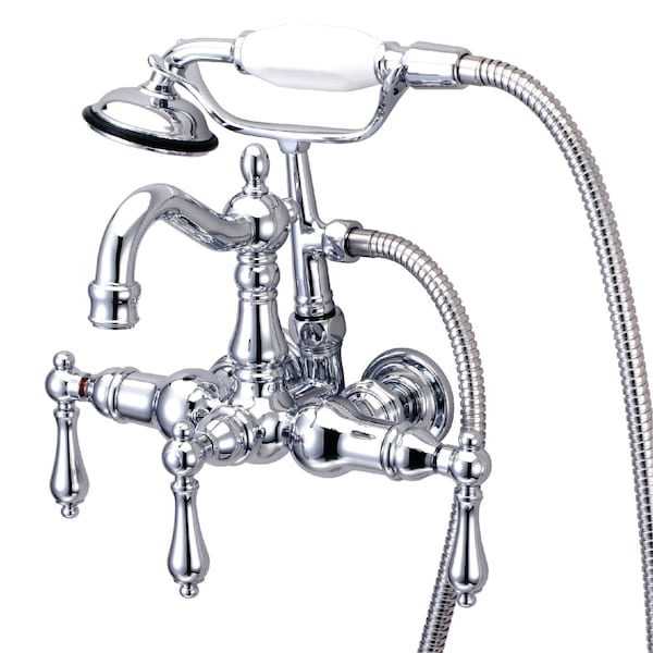 Wall-Mount Clawfoot Tub Faucet, Polished Chrome, Tub Wall Mount