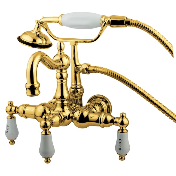 Wall-Mount Clawfoot Tub Faucet, Polished Brass, Tub Wall Mount