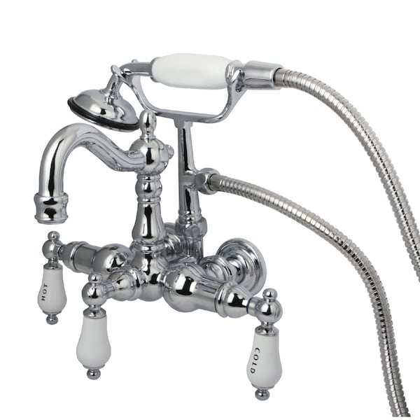 Wall-Mount Clawfoot Tub Faucet, Polished Chrome, Tub Wall Mount