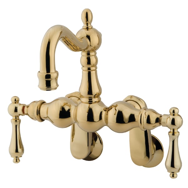 Wall-Mount Clawfoot Tub Faucet, Standard, 3-3/8" to 9", 2, Tub Wall Mount, Polished Brass