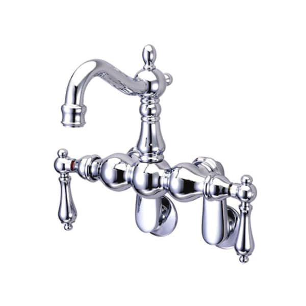 Wall-Mount Clawfoot Tub Faucet, Standard, 3-3/8" to 9", 2, Tub Wall Mount, Polished Chrome