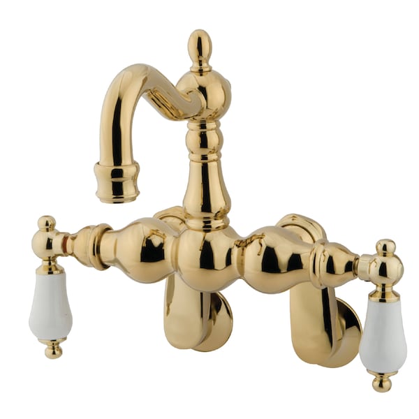 Wall-Mount Clawfoot Tub Faucet, Standard, 3-3/8" to 9", 2, Tub Wall Mount, Polished Brass