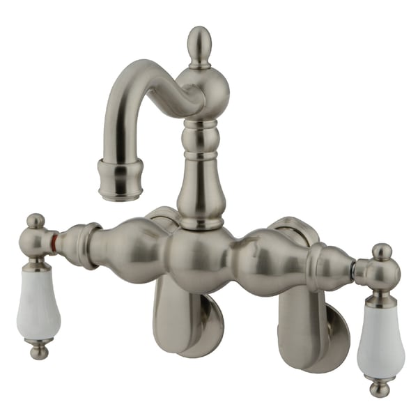 Wall-Mount Clawfoot Tub Faucet, Standard, 3-3/8" to 9", 2, Tub Wall Mount, Brushed Nickel