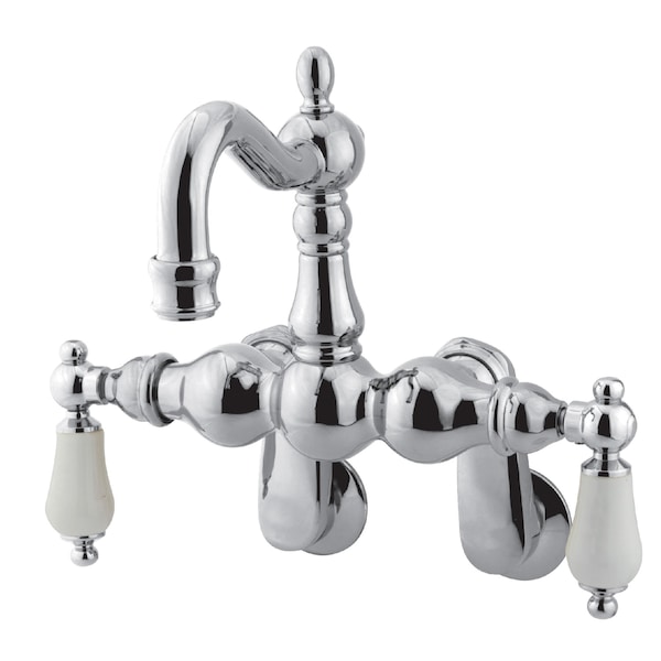 Wall-Mount Clawfoot Tub Faucet, Standard, 3-3/8" to 9", 2, Tub Wall Mount, Polished Chrome