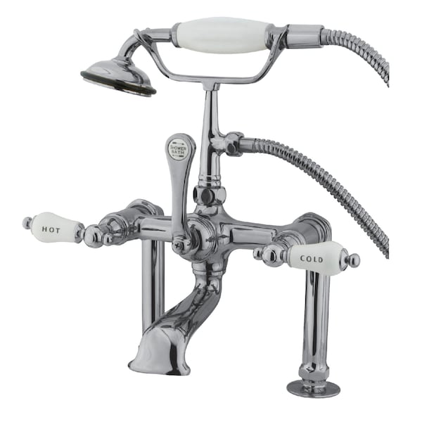 Deck-Mount Clawfoot Tub Faucet, Polished Chrome, Deck Mount