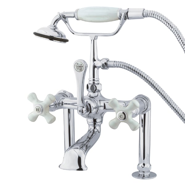 Deck-Mount Clawfoot Tub Faucet, Polished Chrome, Deck Mount