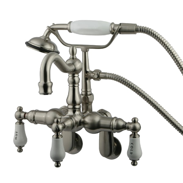 Wall-Mount Clawfoot Tub Faucet, Standard, 3-3/8" to 9", 2, Tub Wall Mount, Brushed Nickel