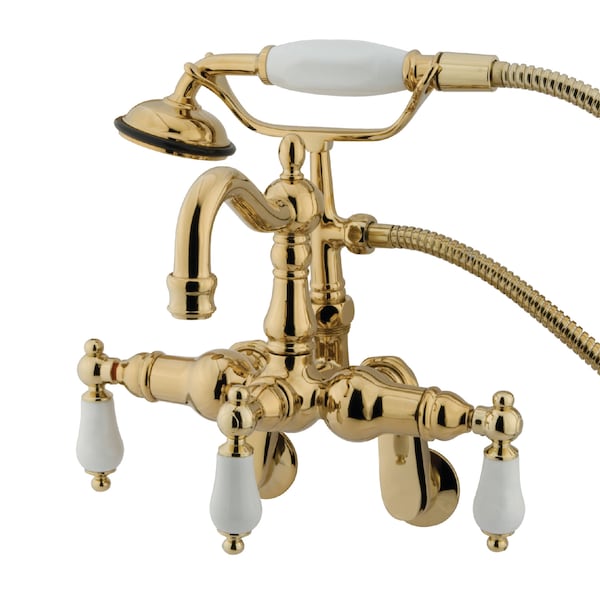 Wall-Mount Clawfoot Tub Faucet, Standard, 3-3/8" to 9", 2, Tub Wall Mount, Polished Brass