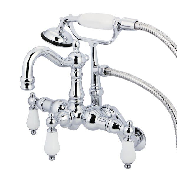 Wall-Mount Clawfoot Tub Faucet, Standard, 3-3/8" to 9", 2, Tub Wall Mount, Polished Chrome