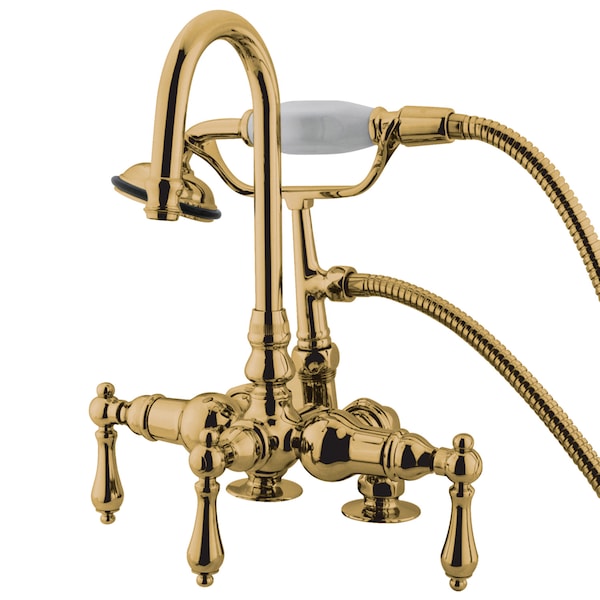 Deck-Mount Clawfoot Tub Faucet, Polished Brass, Deck Mount