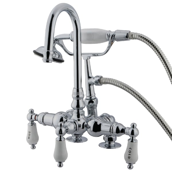 Deck-Mount Clawfoot Tub Faucet, Standard, 3-3/8", 2, Deck Mount, Polished Chrome