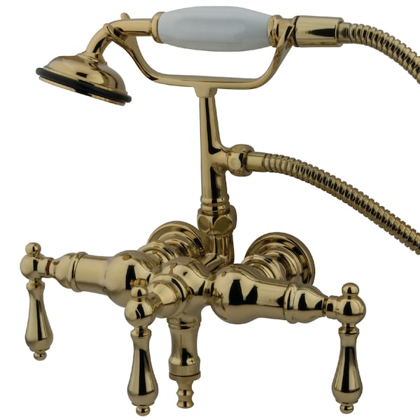 Wall-Mount Clawfoot Tub Faucet, Polished Brass, Tub Wall Mount