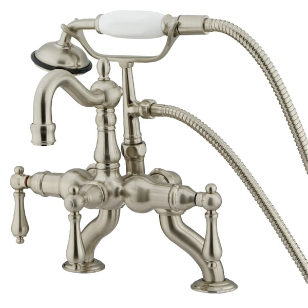 Deck-Mount Clawfoot Tub Faucet, Standard, 3-3/8", 2, Deck Mount, Brushed Nickel