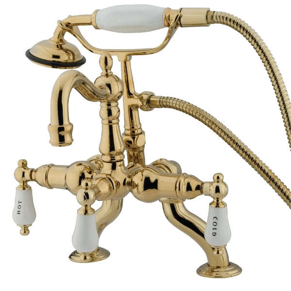 Deck-Mount Clawfoot Tub Faucet, Standard, 3-3/8", 2, Deck Mount, Polished Brass