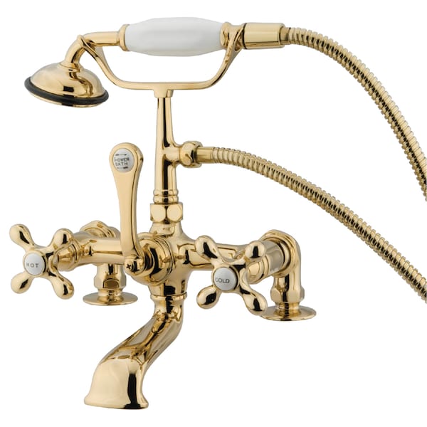 Deck-Mount Clawfoot Tub Faucet, Polished Brass, Deck Mount