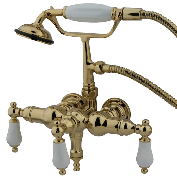 Wall-Mount Clawfoot Tub Faucet, Polished Brass, Tub Wall Mount