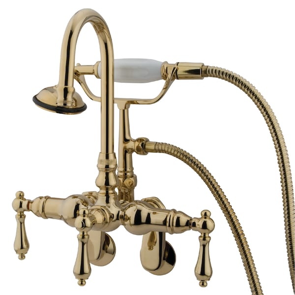 Wall-Mount Clawfoot Tub Faucet, Standard, 3-3/8" to 9", 2, Tub Wall Mount, Polished Brass