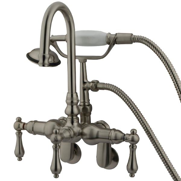 Wall-Mount Clawfoot Tub Faucet, 2, Tub Wall Mount, Brushed Nickel