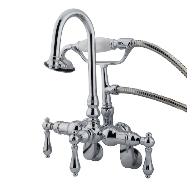 Wall-Mount Clawfoot Tub Faucet, Standard, 3-3/8" to 9", 2, Tub Wall Mount, Polished Chrome