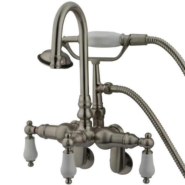 Wall-Mount Clawfoot Tub Faucet, Standard, 3-3/8" to 9", 2, Tub Wall Mount, Brushed Nickel