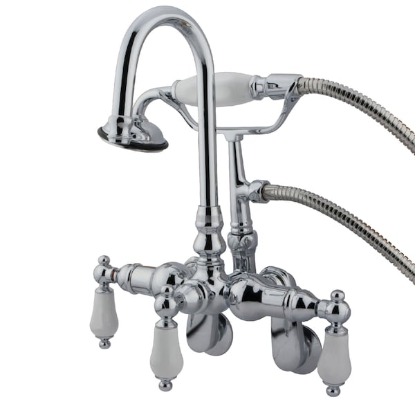 Wall-Mount Clawfoot Tub Faucet, Standard, 3-3/8" to 9", 2, Tub Wall Mount, Polished Chrome