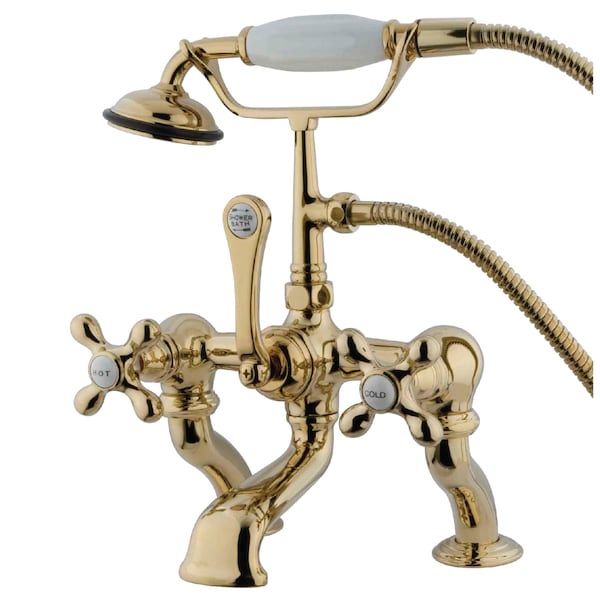 Deck-Mount Clawfoot Tub Faucet, Polished Brass, Deck Mount