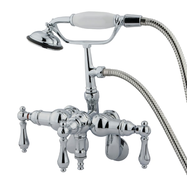 Wall-Mount Clawfoot Tub Faucet, Standard, 3-3/8" to 9", 2, Tub Wall Mount, Polished Chrome