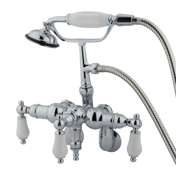 Wall-Mount Clawfoot Tub Faucet, Standard, 3-3/8" to 9", 2, Tub Wall Mount, Polished Chrome