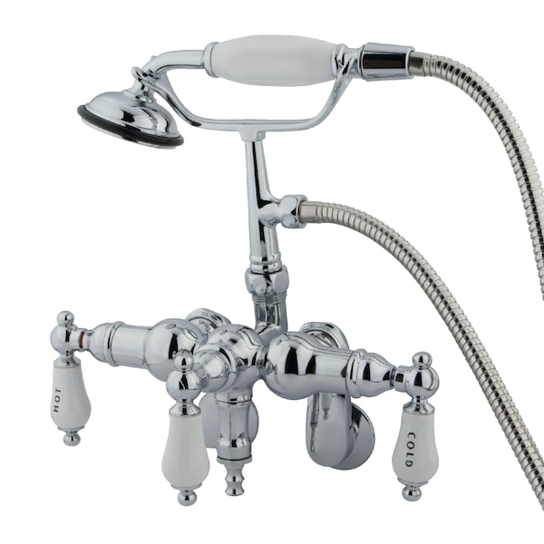 Wall-Mount Clawfoot Tub Faucet, Standard, 3-3/8" to 9", 2, Tub Wall Mount, Polished Chrome