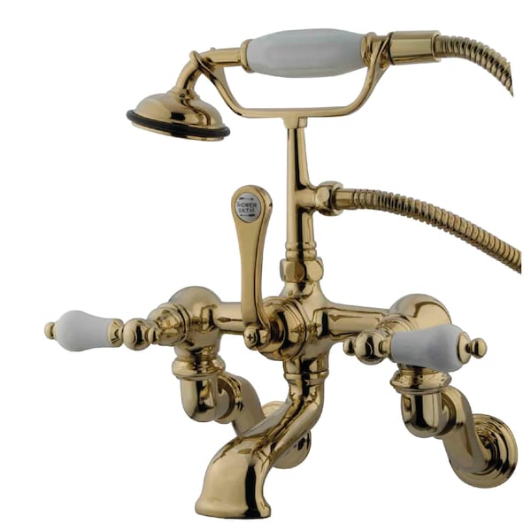 Wall-Mount Clawfoot Tub Faucet, 2, Tub Wall Mount, Polished Brass