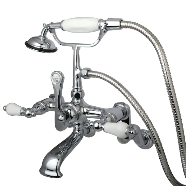 Wall-Mount Clawfoot Tub Faucet, Polished Chrome, Tub Wall Mount