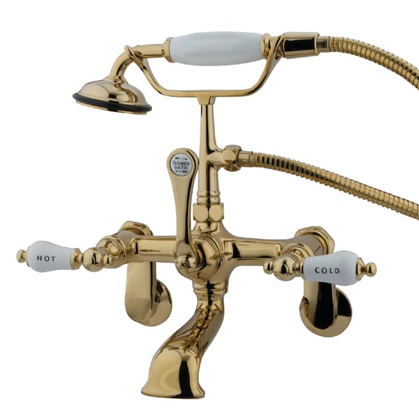 Wall-Mount Clawfoot Tub Faucet, Polished Brass, Tub Wall Mount