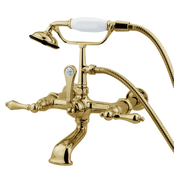 Wall-Mount Clawfoot Tub Faucet, Polished Brass, Tub Wall Mount