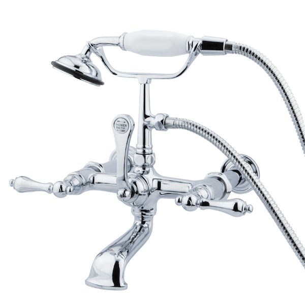 Wall-Mount Clawfoot Tub Faucet, Polished Chrome, Tub Wall Mount